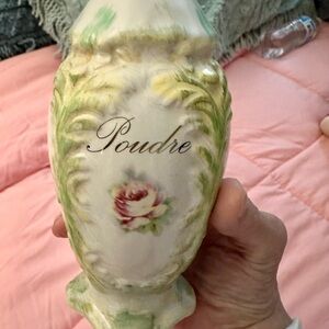 Vintage Hand Painted Porcelain “Poudre” Powder Shaker